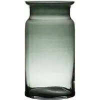 Hakbijl Glass Grijze/transparante melkbus vaas/vazen van glas 29 cm - Vazen