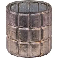 Clayre & Eef Theelichthouder Ø 10x10 cm Zilverkleurig Glas Rond Waxinelichthouder Zilverkleurig Waxinelichthouder