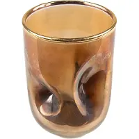 Clayre & Eef Theelichthouder Ø 7x10 cm Goudkleurig Glas Waxinelichthouder Goudkleurig Waxinelichthouder