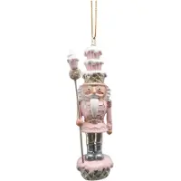 Clayre & Eef Kersthanger Notenkraker 11 cm Roze Kunststof Kerstdecoratie Roze Kerstdecoratie