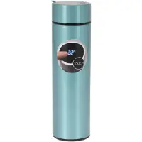 Excellent houseware RVS warmhoud thermofles / isoleerfles voor onderweg metallic blauw 450 ml - Thermosflessen