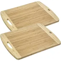 Secret De Gourmet 2x Stuks snijplank met handvat 40 x 30 cm van bamboe hout - Snijplanken
