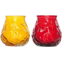 Cosy & Trendy Lowboy tafel kaarsen setje van 4x stuks 7 cm in rood/geel - Waxinelichtjes