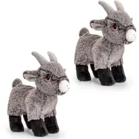 Keel Toys Setje van 2x Keel Toys knuffel boerderij dieren geit/bok van 20 cm - Knuffel boederijdieren