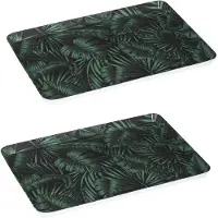 Secret De Gourmet 2x stuks dienbladen/serveerbladen rechthoekig Jungle 30 x 22 cm donker groen - Dienbladen