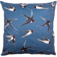 Clayre & Eef Kussenhoes 45x45 cm Blauw Wit Polyester Vogels Sierkussenhoes Blauw Sierkussenhoes