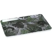 Secret De Gourmet Dienblad/serveerblad rechthoekig Jungle 30 x 22 cm wit/groen - Dienbladen