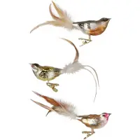 Merkloos 3x stuks luxe glazen decoratie vogels op clip gekleurd 11 cm - Kersthangers