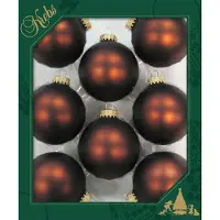 Merkloos 8x stuks glazen kerstballen 7 cm mustang velvet bruin mat - Kerstbal