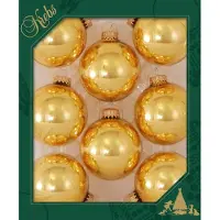 Merkloos 8x stuks glazen kerstballen 7 cm topaas goud - Kerstbal