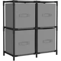 vidaXL Opbergkast met 4 stoffen manden 63x30x71 cm staal grijs