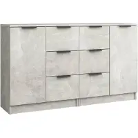 vidaXL Dressoirs 2 st 60x30x70 cm bewerkt hout betongrijs