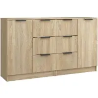 vidaXL Dressoirs 2 st 60x30x70 cm bewerkt hout sonoma eikenkleurig