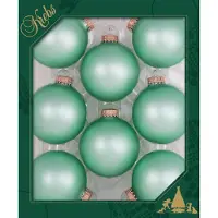 Merkloos Krebs Kerstballen - 8 stuks - velvet groen - glas - 7 cm - Kerstbal