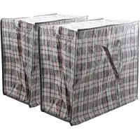 Cosy & Trendy Multipak van 2x stuks mega/jumbo/XXL boodschappentas/shopper antraciet geruit 65 x 30 cm van kunstst - Boodschappentasse