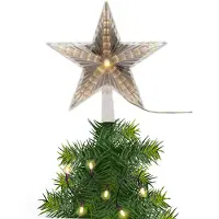 Lumineo Lichtgevende kerstboom piek/topper ster warm wit licht 22 cm - kerstboompieken
