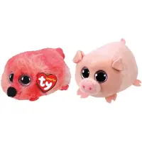 TY - Knuffel - Teeny Ty's - Gilda Flamingo & Curly Pig