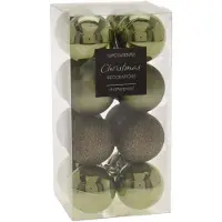 Merkloos 16x stuks kerstballen mix groen tinten kunststof 5 cm - Kerstbal