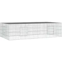 vidaXL Konijnenkooi met 2 panelen 220x110x55 cm gegalvaniseerd ijzer