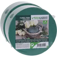 Pro Garden 2x stuks steekschuim/oase nat rond groen D14 x H7 cm - Hobbydecoratieobject