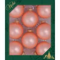 Merkloos 8x stuks glazen kerstballen 7 cm koraal velvet roze - Kerstbal