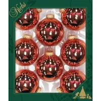 Merkloos 8x stuks glazen kerstballen 7 cm gepolijst koper - Kerstbal
