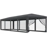 vidaXL Partytent met 10 gaaswanden, antraciet, 3x12 meter, HDPE