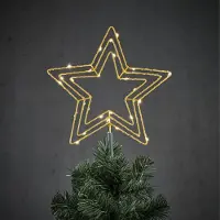 Luca Lighting Kerstboom ster piek/topper goud met LED verlichting D25 cm - kerstboompieken