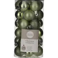 House of Seasons 30x Kleine kunststof kerstballen donkergroen 3 cm - Kerstbal