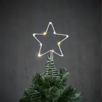 Luca Lighting Kerstboom ster piek/topper zilver met LED verlichting H22 x D13 cm - kerstboompieken