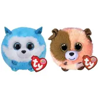 TY - Knuffel - Teeny Puffies - Prince Husky & Mandarin Dog