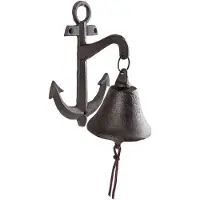 Clayre & Eef Ouderwetse Deurbel Anker 13x14x22 cm Bruin Ijzer Tuinbel Bruin Tuinbel