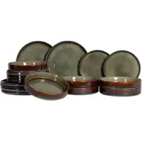 Cosy & Trendy Serviesset Quintana Green 18-delig / 6 personen - 6 dinerborden, 6 diepe borden en 6 ontbijtborden