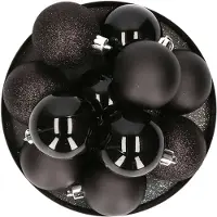 House of Seasons 10x stuks kunststof kerstballen zwart 6 cm - Kerstbal