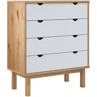 vidaXL Ladekast OTTA 76,5x39,5x90 cm massief grenenhout bruin en wit