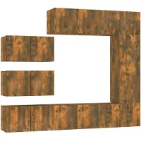 vidaXL 8-delige Tv-meubelset bewerkt hout gerookt eikenkleurig