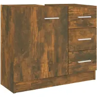vidaXL Wastafelkast 63x30x54 cm bewerkt hout gerookt eikenkleurig