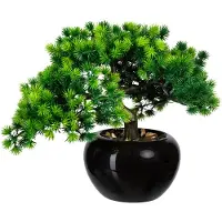 Kopu kunstplant bonsai lariks 26 cm met zwarte pot bonsai boompje