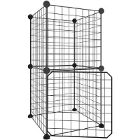 vidaXL Huisdierenkooi met deur 8 panelen 35x35x70 cm staal zwart