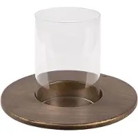 Clayre & Eef Lantaarn Ø 18x13 cm Koperkleurig Ijzer Glas Rond Kaarsenhouder Koperkleurig Kaarsenhouder