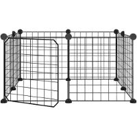 vidaXL Huisdierkooi met 8 panelen en deur, zwart 70x70x35 cm staal
