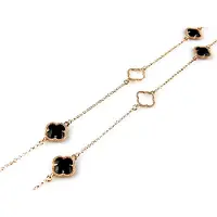 Sophie model Fiori open klavers collier in zilver roze verguld zwarte klavers