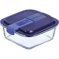 Luminarc Easy Blue Box - Vershouddoos - Vierkant - Blauw Deksel - 0,76L - Glas - (Set van 6).