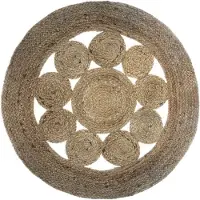 Atmosphera tapis de salon ajouré en jute - ø 80 cm - beige