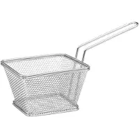 Secret De Gourmet Frietmandje/serveermandje - zilver - RVS - 20,5 x 9 x 11 cm - Serveerschalen