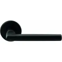 Hardbrass Deurkruk Athene op rond rozet 4mm dun - zwart