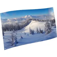 My Village Achtergrond doek Winter Bos 150 x 75 cm kersthuisje