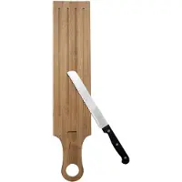 Löwenthal Serveerplank/snijplank/broodplank van hout met broodmes L50 x B11 cm - Snijplanken