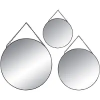 Atmosphera Set van 3 LenY Ronde Spiegels - Zwart Metaal, 30 cm