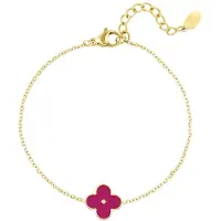 Yehwang Armband enamel bloem - - Armband - 16 + 3 cm - Goud/Paars